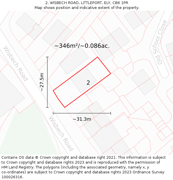 2, WISBECH ROAD, LITTLEPORT, ELY, CB6 1PR: Plot and title map
