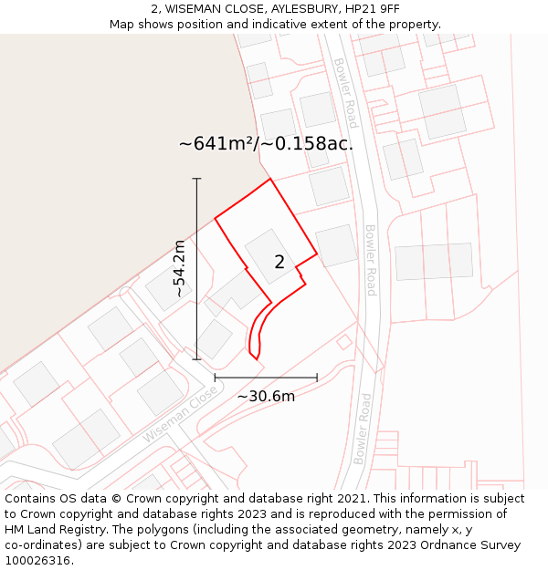 2, WISEMAN CLOSE, AYLESBURY, HP21 9FF: Plot and title map