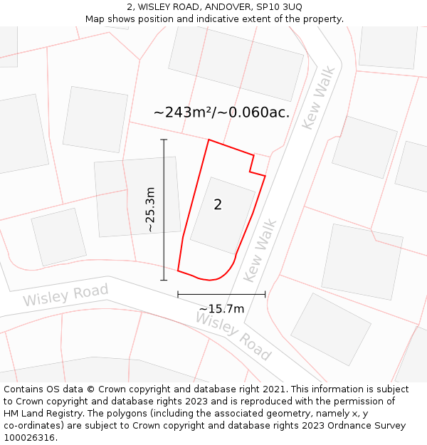 2, WISLEY ROAD, ANDOVER, SP10 3UQ: Plot and title map