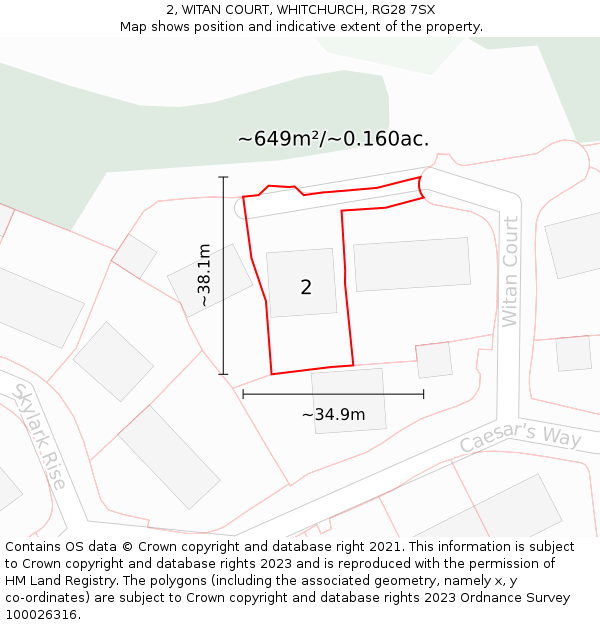 2, WITAN COURT, WHITCHURCH, RG28 7SX: Plot and title map