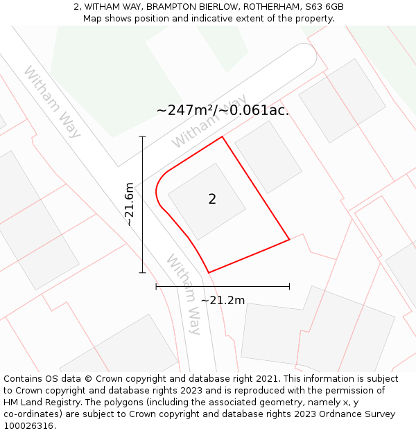 2, WITHAM WAY, BRAMPTON BIERLOW, ROTHERHAM, S63 6GB: Plot and title map