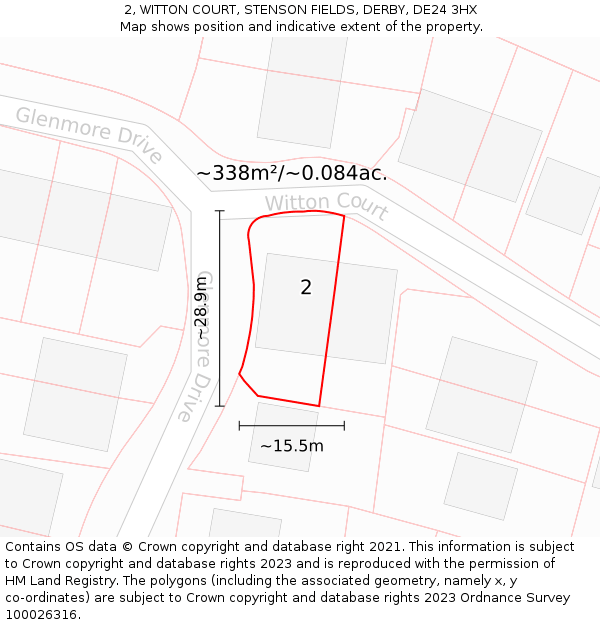 2, WITTON COURT, STENSON FIELDS, DERBY, DE24 3HX: Plot and title map