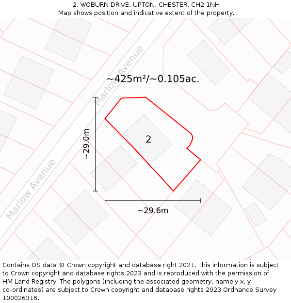 2, WOBURN DRIVE, UPTON, CHESTER, CH2 1NH: Plot and title map