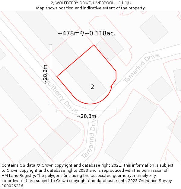 2, WOLFBERRY DRIVE, LIVERPOOL, L11 1JU: Plot and title map