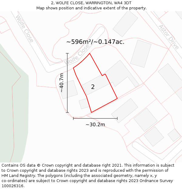 2, WOLFE CLOSE, WARRINGTON, WA4 3DT: Plot and title map