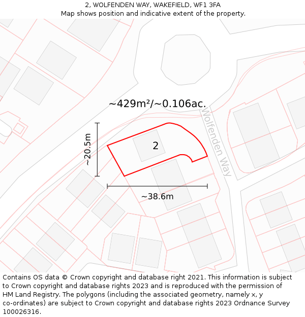 2, WOLFENDEN WAY, WAKEFIELD, WF1 3FA: Plot and title map