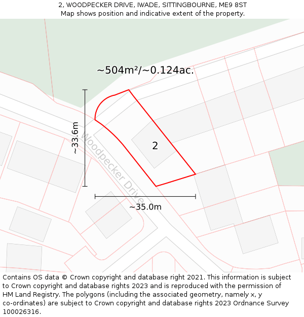 2, WOODPECKER DRIVE, IWADE, SITTINGBOURNE, ME9 8ST: Plot and title map