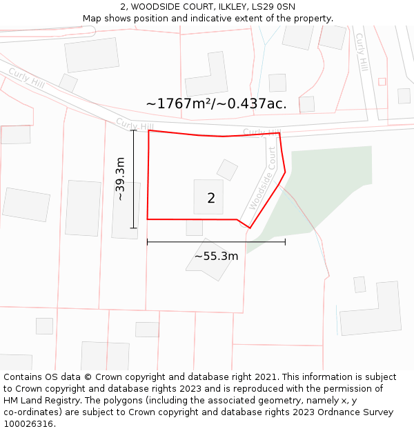 2, WOODSIDE COURT, ILKLEY, LS29 0SN: Plot and title map