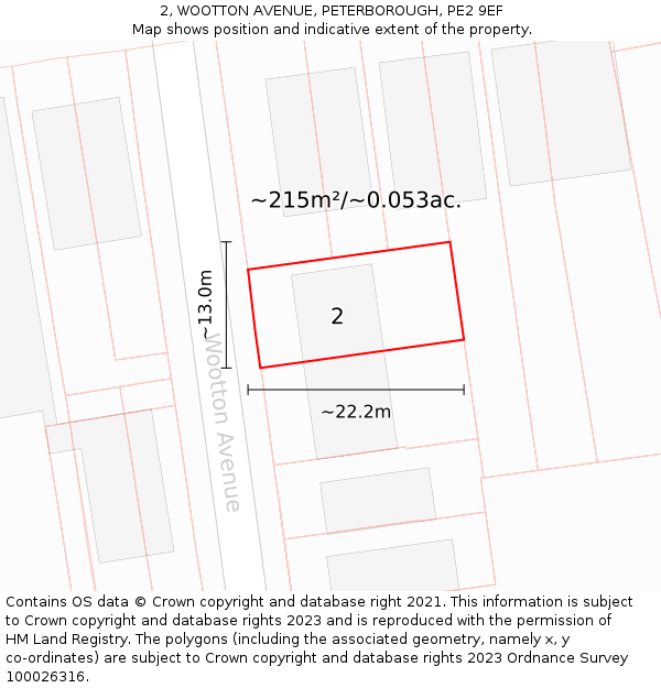 2, WOOTTON AVENUE, PETERBOROUGH, PE2 9EF: Plot and title map