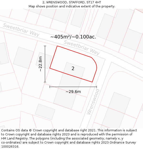 2, WRENSWOOD, STAFFORD, ST17 4HT: Plot and title map