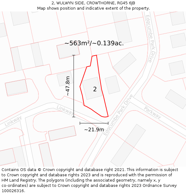 2, WULWYN SIDE, CROWTHORNE, RG45 6JB: Plot and title map
