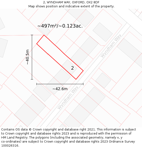 2, WYNDHAM WAY, OXFORD, OX2 8DF: Plot and title map
