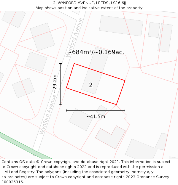 2, WYNFORD AVENUE, LEEDS, LS16 6JJ: Plot and title map