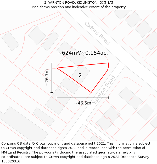 2, YARNTON ROAD, KIDLINGTON, OX5 1AT: Plot and title map