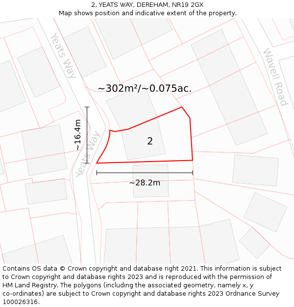2, YEATS WAY, DEREHAM, NR19 2GX: Plot and title map