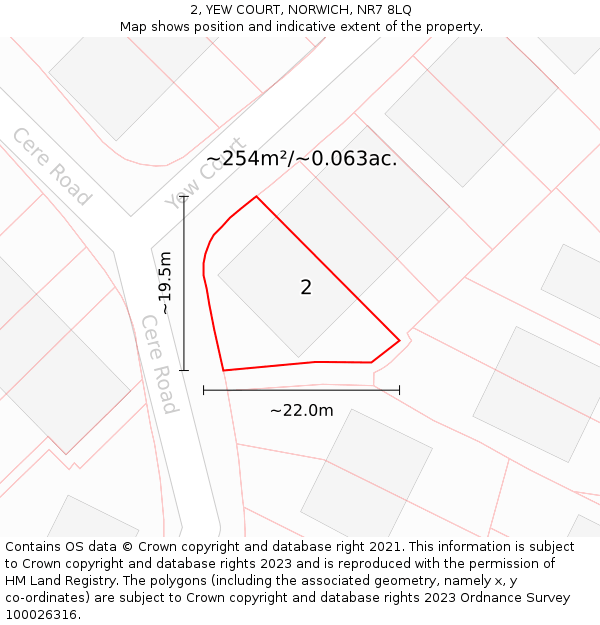 2, YEW COURT, NORWICH, NR7 8LQ: Plot and title map