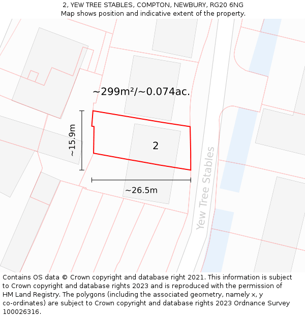 2, YEW TREE STABLES, COMPTON, NEWBURY, RG20 6NG: Plot and title map