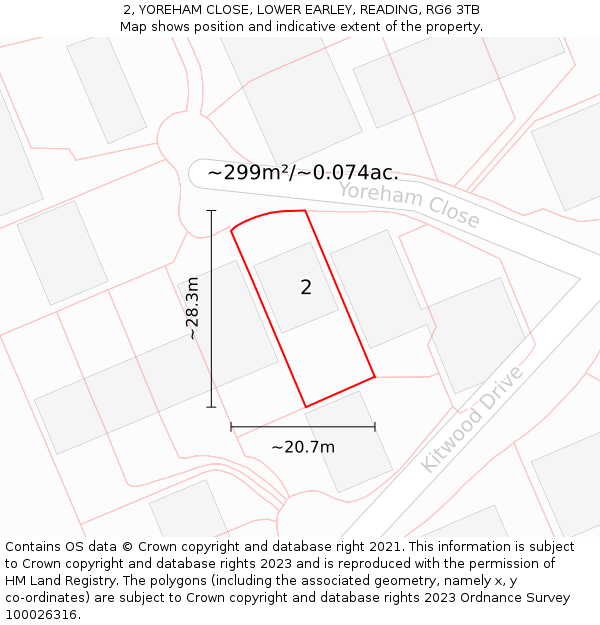 2, YOREHAM CLOSE, LOWER EARLEY, READING, RG6 3TB: Plot and title map