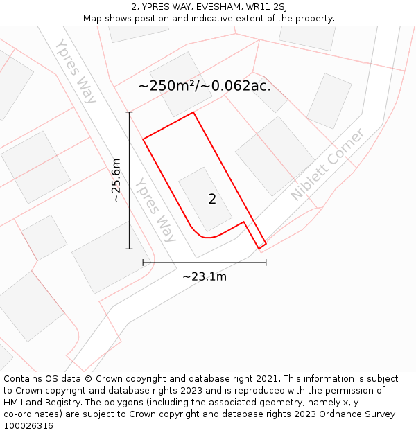 2, YPRES WAY, EVESHAM, WR11 2SJ: Plot and title map