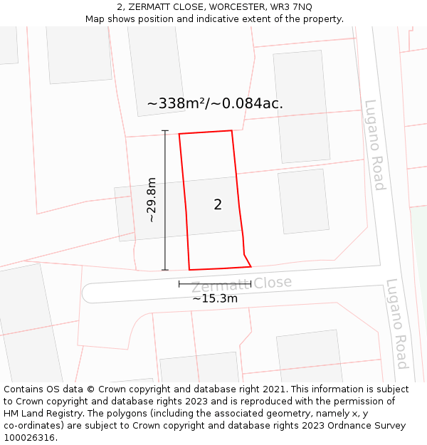 2, ZERMATT CLOSE, WORCESTER, WR3 7NQ: Plot and title map