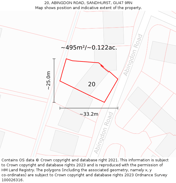 20, ABINGDON ROAD, SANDHURST, GU47 9RN: Plot and title map