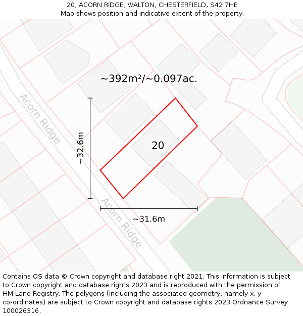 20, ACORN RIDGE, WALTON, CHESTERFIELD, S42 7HE: Plot and title map