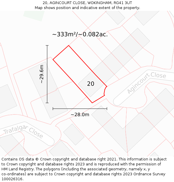 20, AGINCOURT CLOSE, WOKINGHAM, RG41 3UT: Plot and title map