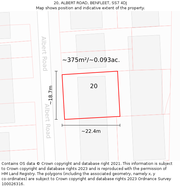 20, ALBERT ROAD, BENFLEET, SS7 4DJ: Plot and title map