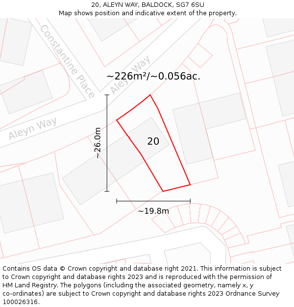 20, ALEYN WAY, BALDOCK, SG7 6SU: Plot and title map