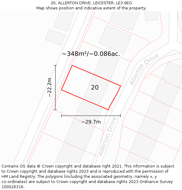 20, ALLERTON DRIVE, LEICESTER, LE3 9EG: Plot and title map