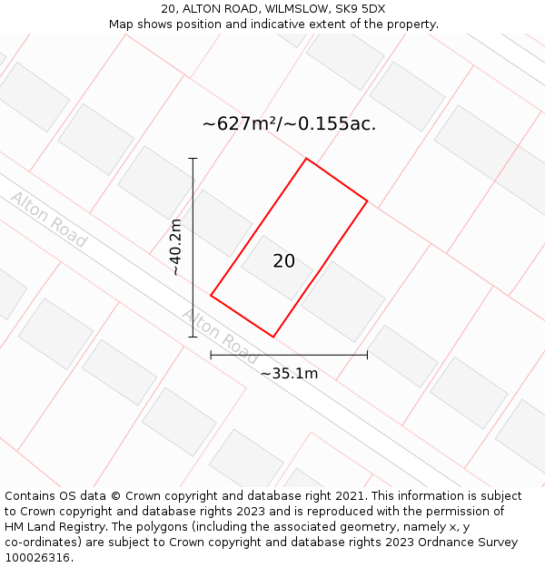 20, ALTON ROAD, WILMSLOW, SK9 5DX: Plot and title map