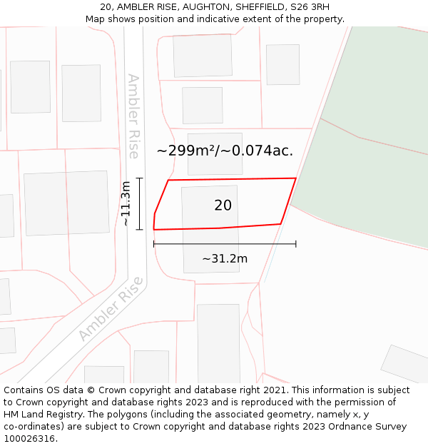 20, AMBLER RISE, AUGHTON, SHEFFIELD, S26 3RH: Plot and title map