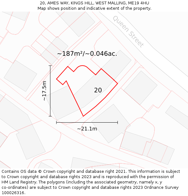 20, AMES WAY, KINGS HILL, WEST MALLING, ME19 4HU: Plot and title map