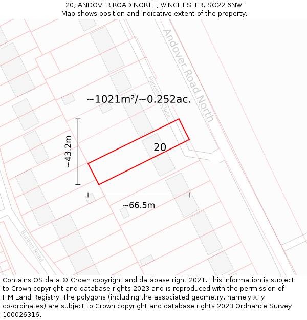 20, ANDOVER ROAD NORTH, WINCHESTER, SO22 6NW: Plot and title map