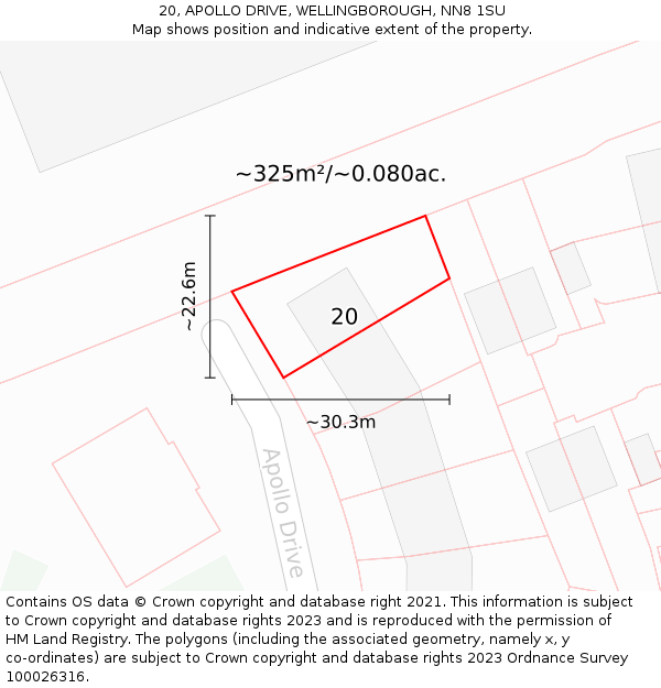 20, APOLLO DRIVE, WELLINGBOROUGH, NN8 1SU: Plot and title map
