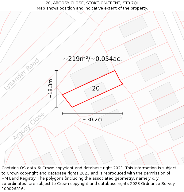 20, ARGOSY CLOSE, STOKE-ON-TRENT, ST3 7QL: Plot and title map