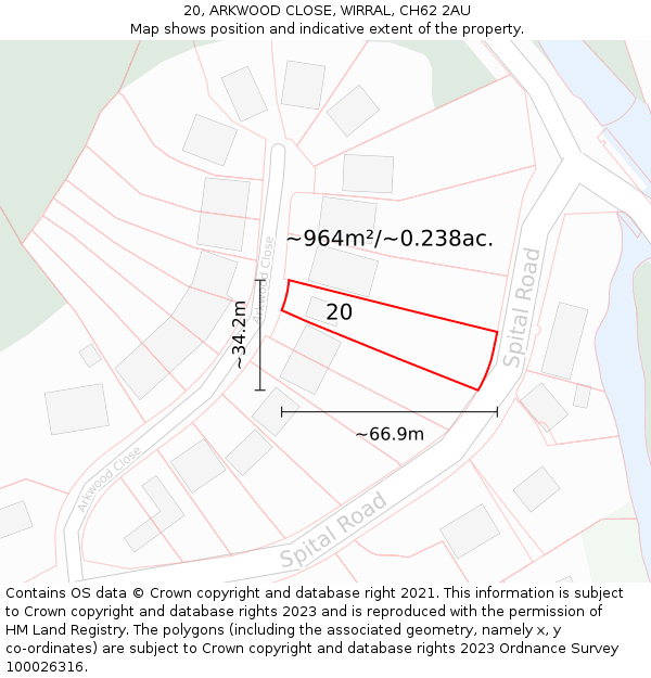 20, ARKWOOD CLOSE, WIRRAL, CH62 2AU: Plot and title map