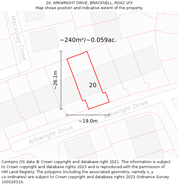20, ARKWRIGHT DRIVE, BRACKNELL, RG42 1FX: Plot and title map