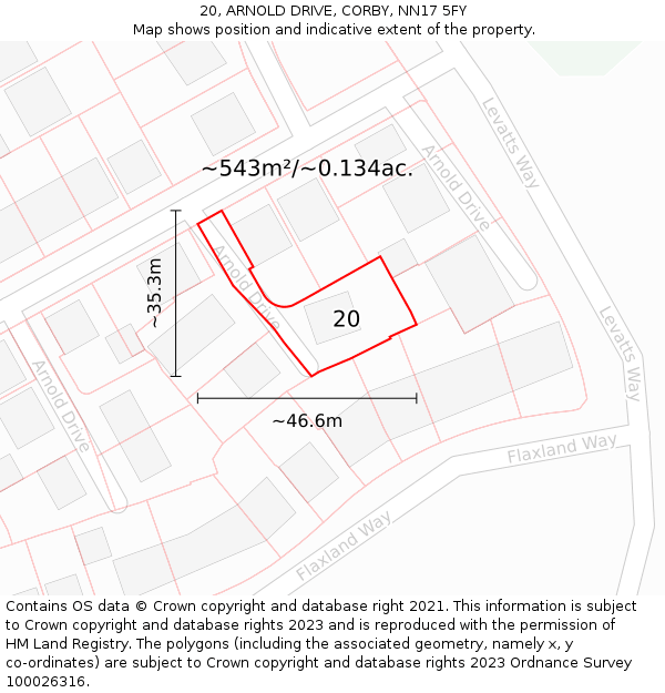20, ARNOLD DRIVE, CORBY, NN17 5FY: Plot and title map