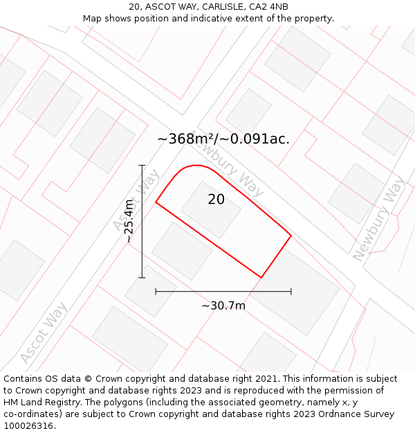 20, ASCOT WAY, CARLISLE, CA2 4NB: Plot and title map