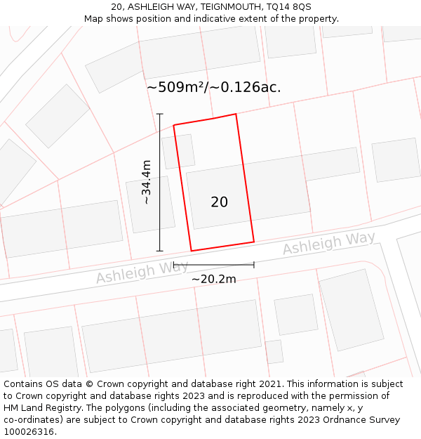 20, ASHLEIGH WAY, TEIGNMOUTH, TQ14 8QS: Plot and title map
