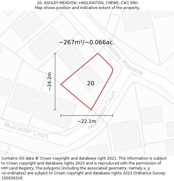 20, ASHLEY MEADOW, HASLINGTON, CREWE, CW1 5RH: Plot and title map