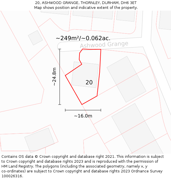 20, ASHWOOD GRANGE, THORNLEY, DURHAM, DH6 3ET: Plot and title map