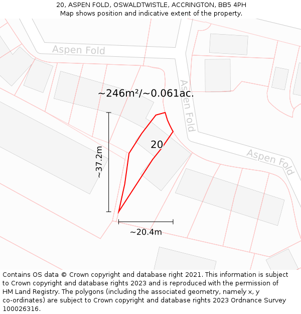 20, ASPEN FOLD, OSWALDTWISTLE, ACCRINGTON, BB5 4PH: Plot and title map