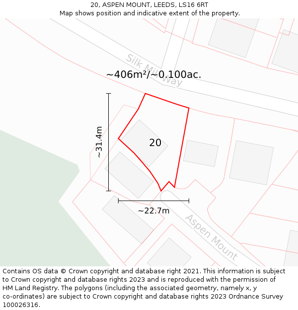 20, ASPEN MOUNT, LEEDS, LS16 6RT: Plot and title map