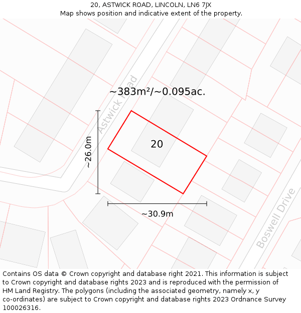 20, ASTWICK ROAD, LINCOLN, LN6 7JX: Plot and title map
