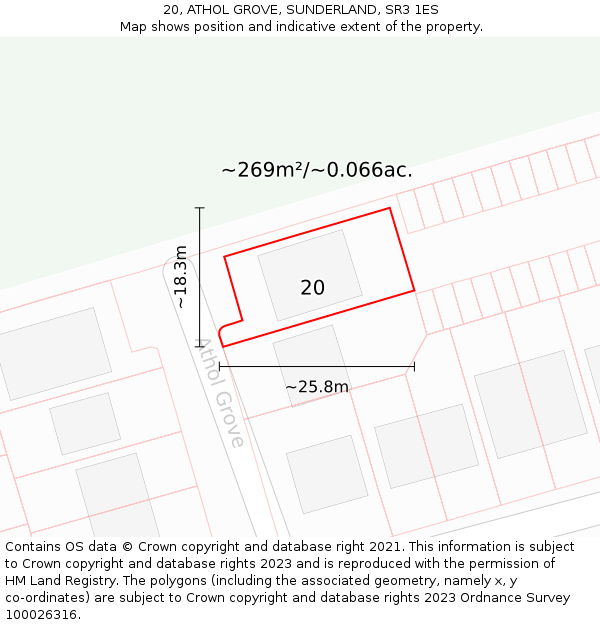 20, ATHOL GROVE, SUNDERLAND, SR3 1ES: Plot and title map