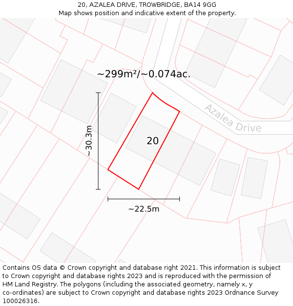20, AZALEA DRIVE, TROWBRIDGE, BA14 9GG: Plot and title map