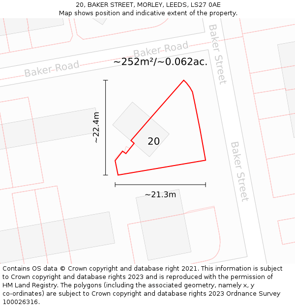 20, BAKER STREET, MORLEY, LEEDS, LS27 0AE: Plot and title map