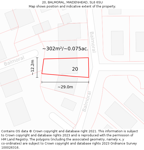 20, BALMORAL, MAIDENHEAD, SL6 6SU: Plot and title map